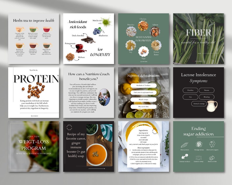 200 Premium Instagram Nutrition Coach Templates