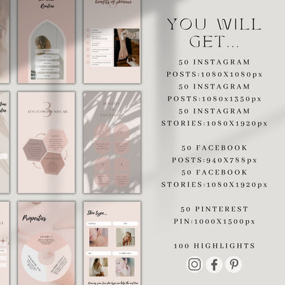 400 Skincare Instagram Canva Template